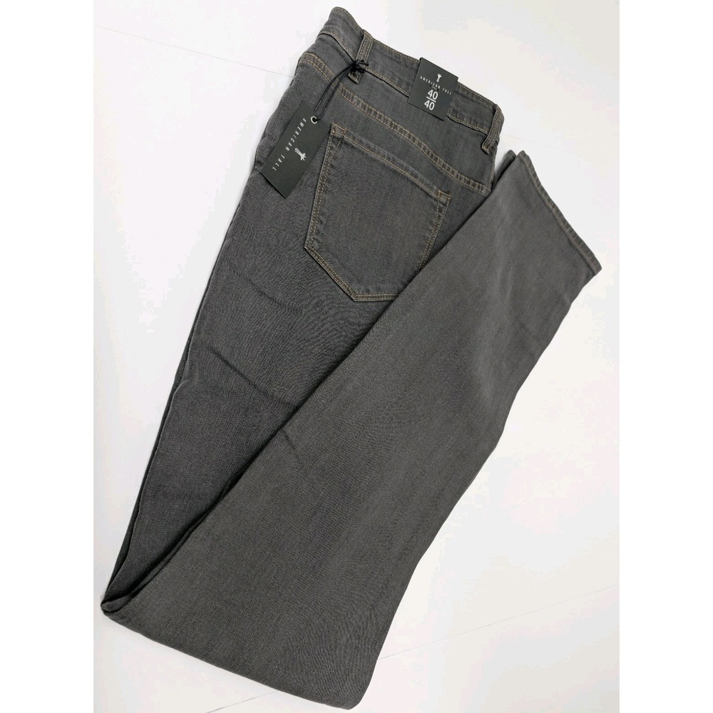 American Tall‎ Carman Tapered Fit Jeans Mens 40x40 Gray Denim Flat Front